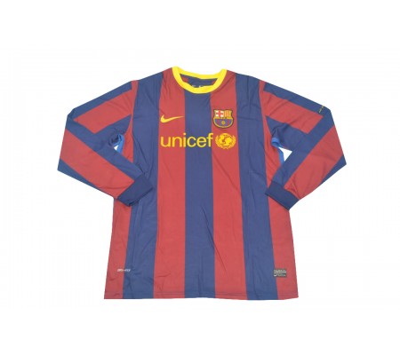 Barcelona 10/11 Home Red&Blue Long Sleeve Soccer Jersey